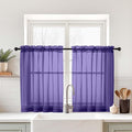 Purple Small Sheer Curtains 2 Panels Set, Kitchen Curtains 36 Inch Length by Home