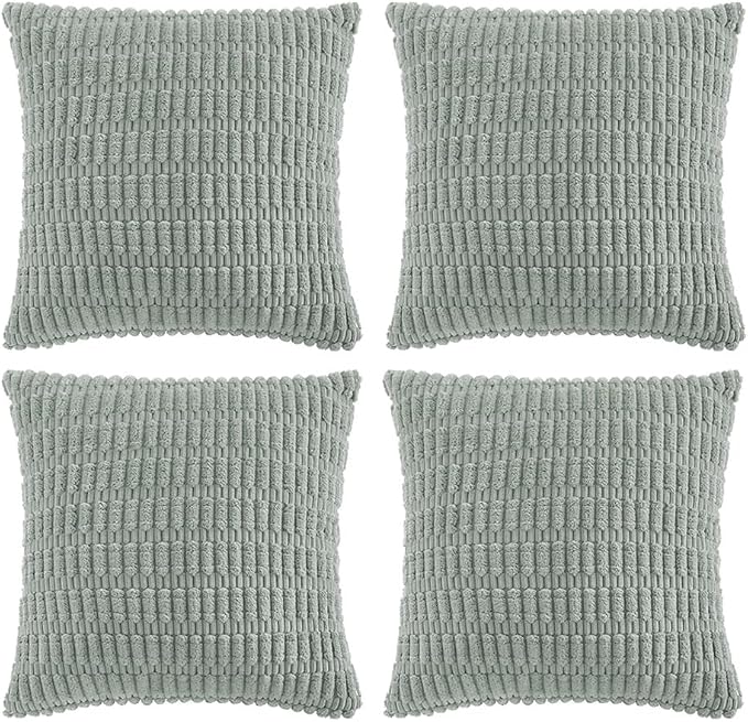 Fancy Homi 4 Packs Grey Blue Decorative Throw Pillow Covers 22x22 Inch by Fancy+Homi