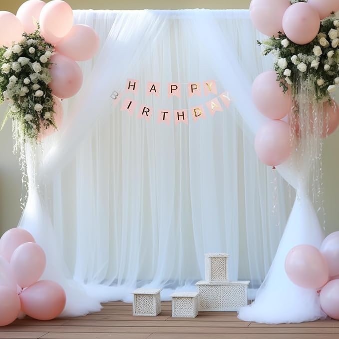 20ft x 15ft White Tulle Backdrop Curtain - Image 3