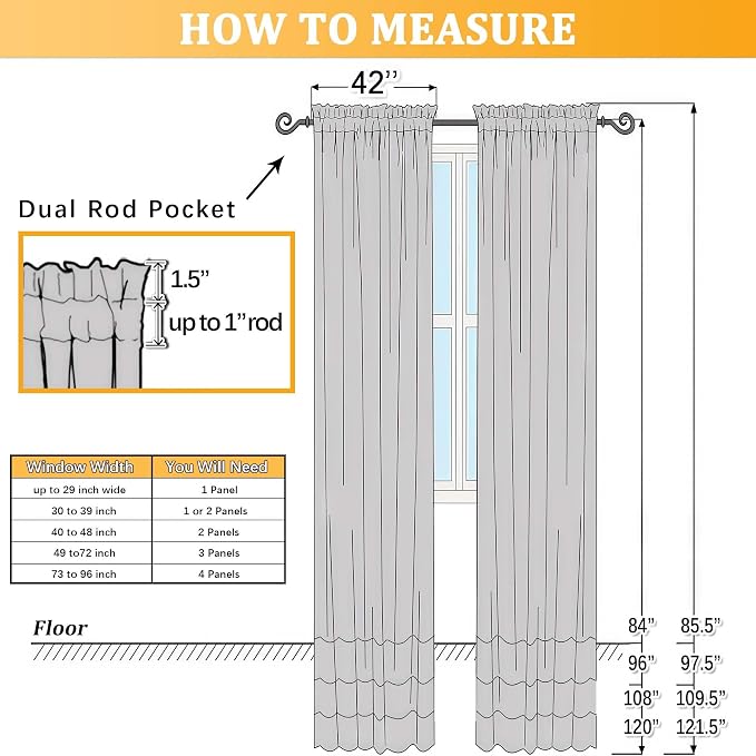 Gwine Turquoise Sheer Curtains 63 Inch Length - Image 9