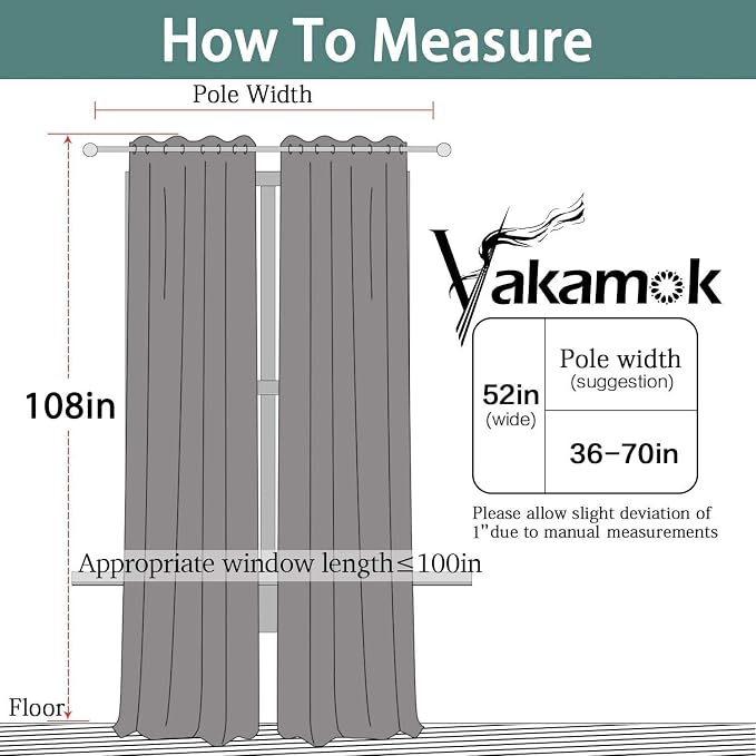 Yakamok Gray Blackout Curtains Room Darkening Thermal Insulated - Image 6