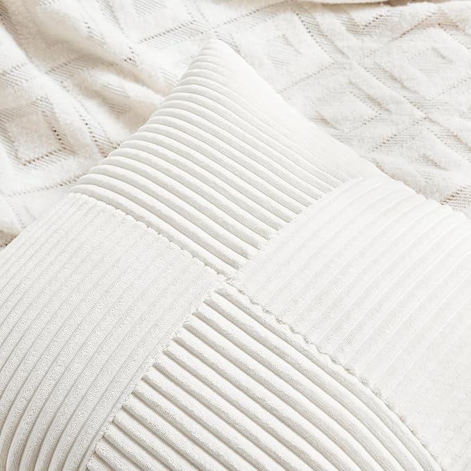 Fancy Homi 2 Packs Cream White Lumbar Decorative Throw Pillow Covers 12x20 Inch - Image 3