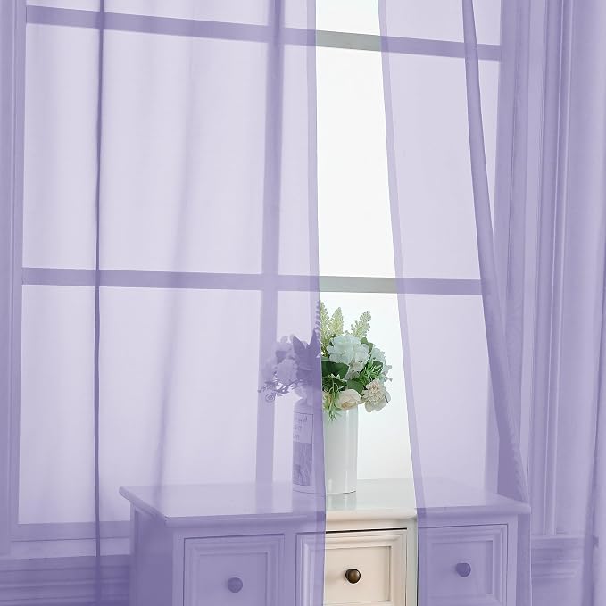 OVZME Lavender Sheer Curtains 96 Inches Long 2 Panels - Image 5