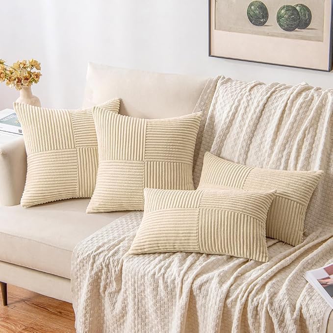 MIULEE Cream Decorative Euro Sham Pillow Covers 24x24 Inch - Image 4