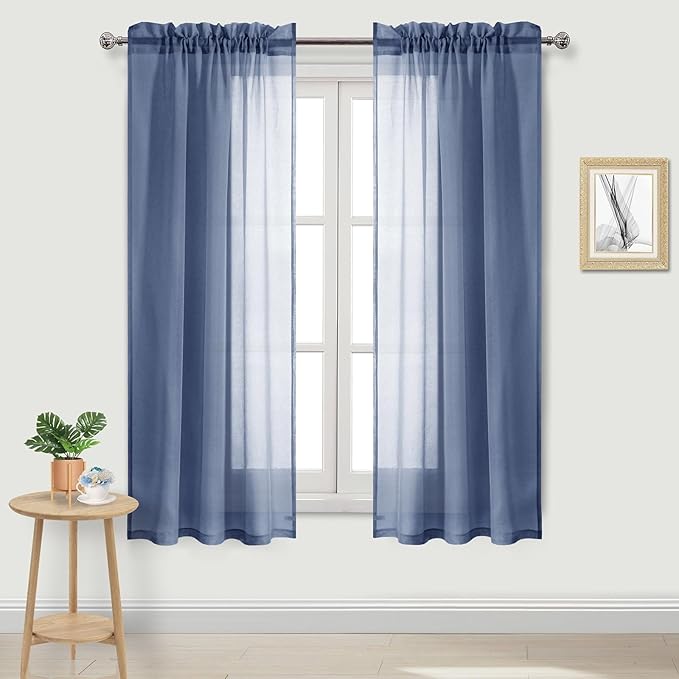 DWCN Sheer Curtains Semi Transparent Voile Rod Pocket Curtains by DWCN