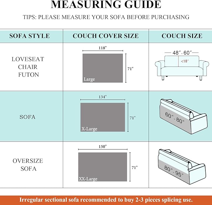 STACYPIK Waterproof Gray Couch Cover for Dogs, Non-Slip Sofa Covers for 3 Cushion Couch,Washable Sectional Cover for L-Shaped, Anti-Scratch Loveseat Cover, Pet-Friendly Furniture Protector-71X134IN