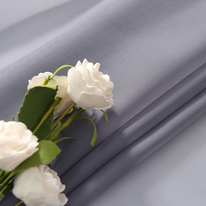 SpaceDresser Grey Sheer Curtains 4 Panels Rod Pocket Semi-Sheer Curtain 54 - Image 6
