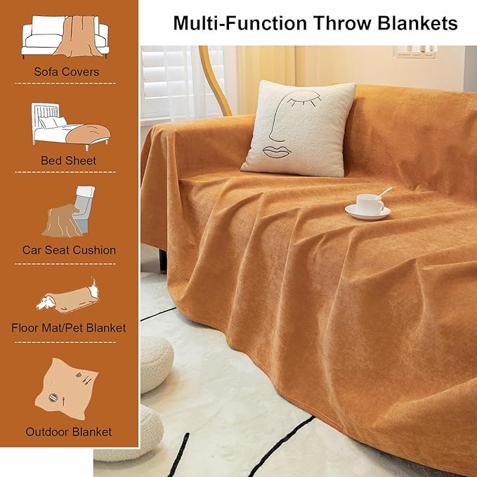 STACYPIK Waterproof Orange Couch Cover for Dogs, Washable Sofa Cover for 2 Cushion Couch, Anti-Cat Scratch Furniture Protector, Anti-Slip Pet Couch Protector,Tear Resistant Futon Cover-71X71IN
