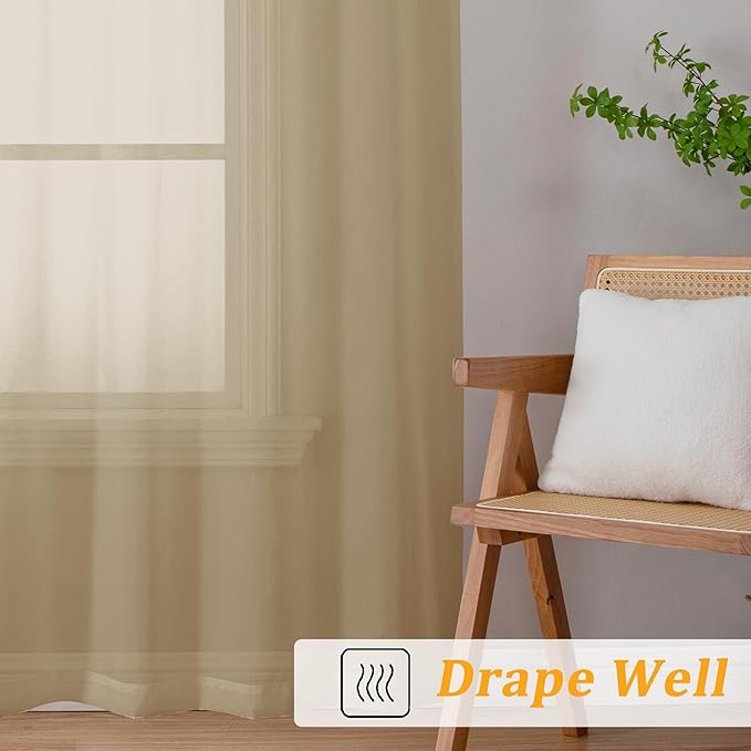Gwine Taupe Sheer Curtains 63 Inch Length - Image 6