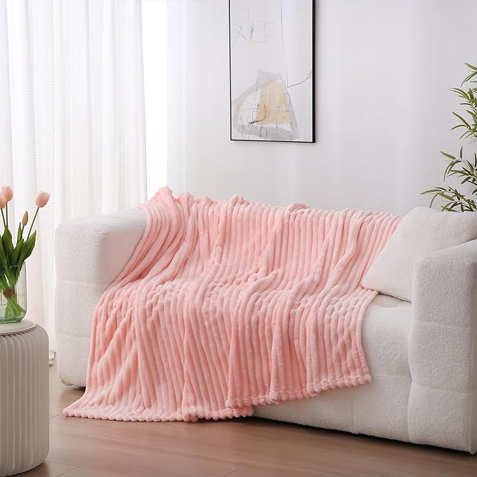 Light Pink Fleece Throw Blanket 108”×90” - Image 3