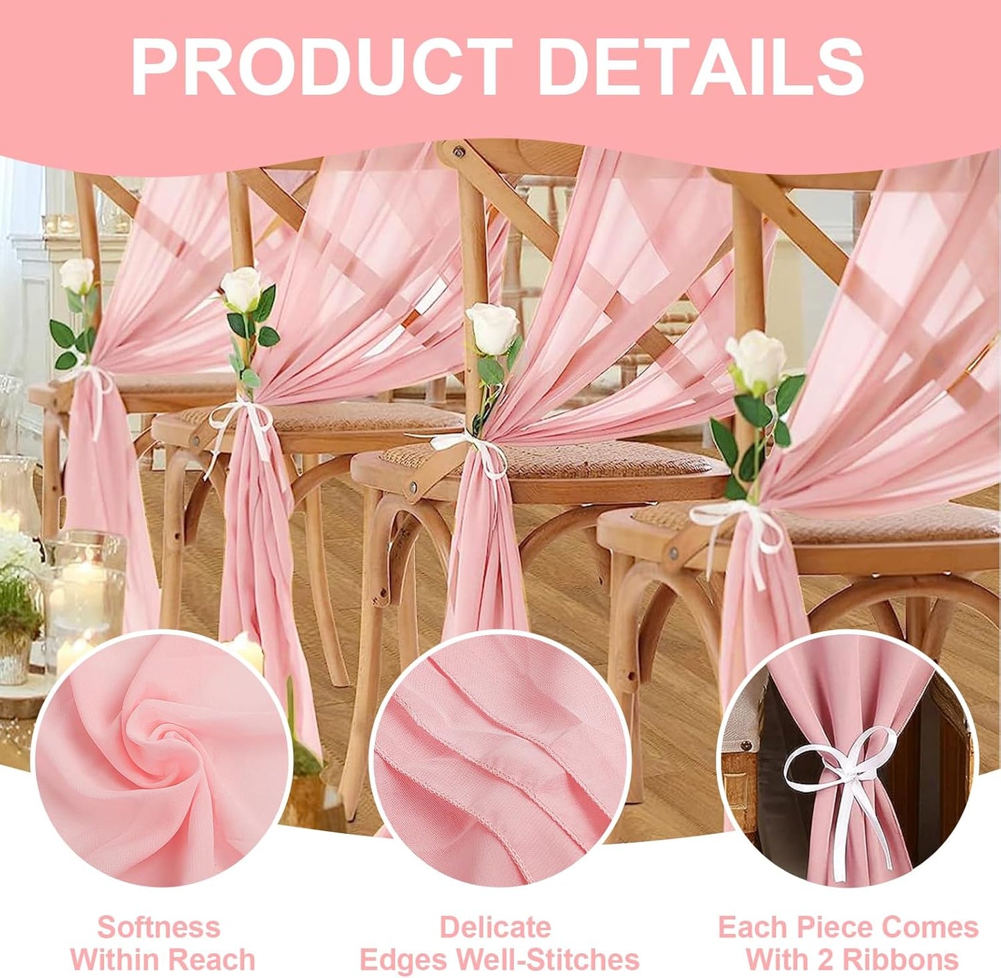 10 Pack 10ft Baby Pink Chiffon Table Runners Wedding Table Runner Sheer Romantic Tulle Table Runner for Christmas Wedding Bridal Tea Party Baby Shower Birthday Party Table Decorations(120 x 12 in)