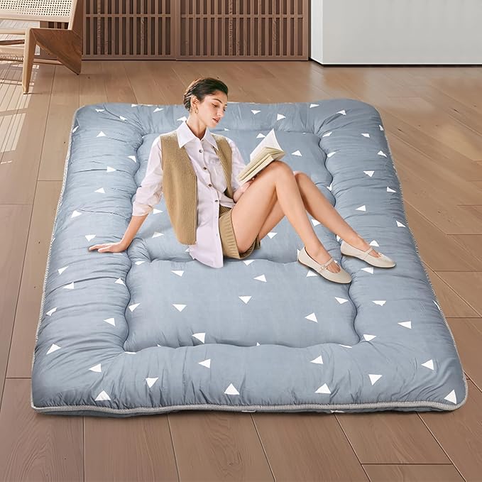 Japanese Floor Mattress,Roll Up Memory Foam Tatami Mat Easy to Store and Portable,Futon Mattress Suitable for Camping and Guest Room (Grey, Twin (80" x 36"))