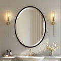 OVALCREST - Oval Wooden Beveled Wall Mirror for Home Decor, Bathroom, Vanity, Bedroom, Living Room, Hallway - London Style (Rubbed Black) 21.1 x 25.1