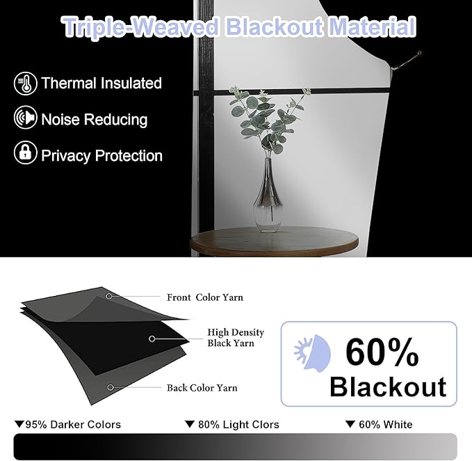 Simplebrand Ava Natural Short 36 Inches Blackout Curtain 2 Panels Set, Half - Image 2