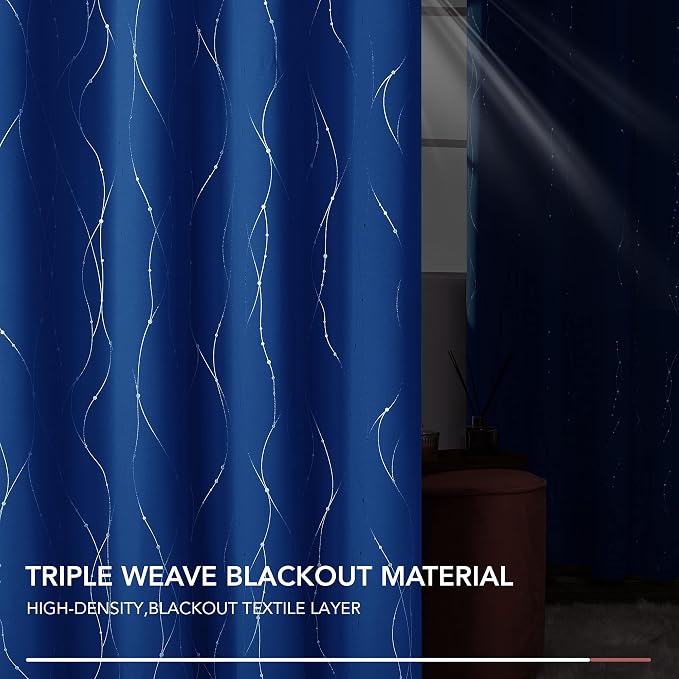 Deconovo Blackout Curtains, Thermal Insulated Noise‑Reducing Drapes, Wave Line - Image 6