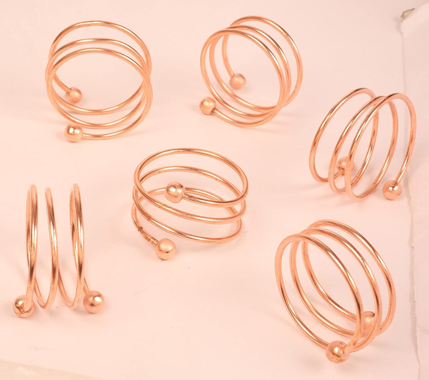 Gorgeous Beautifully Handcrafted Stunning Spiral Large Size Party Dining Table Napkin Holders in Copper Finish (Set of 6)