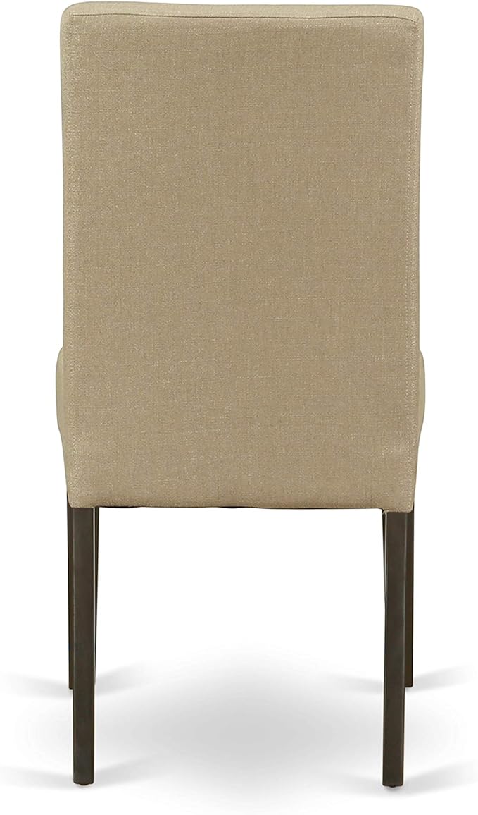 East West Furniture HEDR5-CAP-03 5 Piece Dining Room Furniture Set Includes a Rectangle Dining Table with Pedestal and 4 Brown Linen Fabric Parsons Chairs, 42x72 Inch, Cappuccino