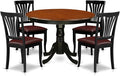 East West Furniture HLAV5-BCH-LC 5 Piece Modern Dining Table Set Includes a Round Wooden Table with Pedestal and 4 Faux Leather Dining Room Chairs, 42x42 Inch, Black & Cherry