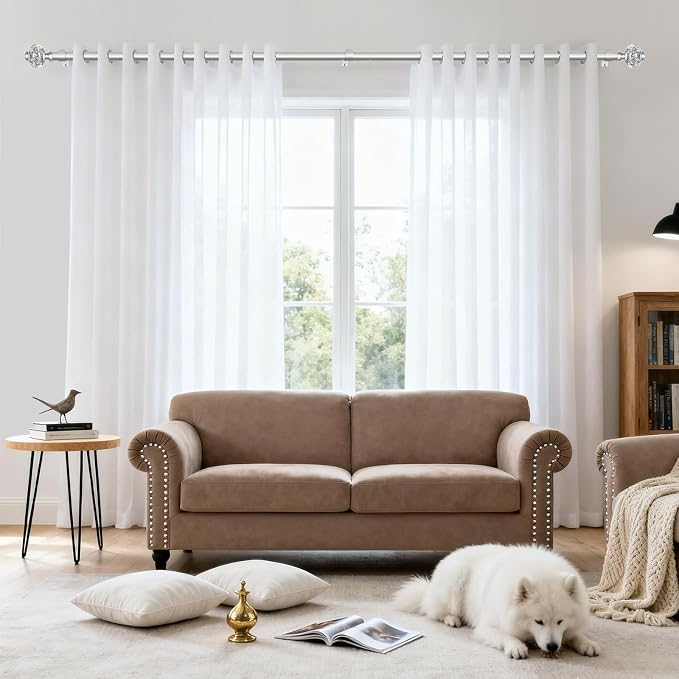 Silver Curtain Rods for Windows 48 to 84 Inch, USFOOK 7/8 inch Telescoping - Image 3