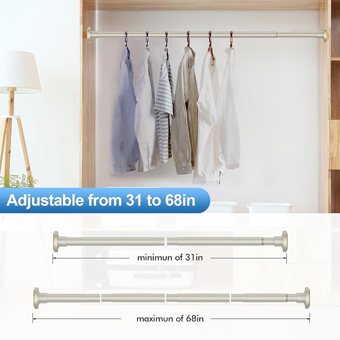 CorkLatta Brushed Nickel Shower Curtain Rod 31 to 68 Inch, 1 Inch Diameter - Image 4