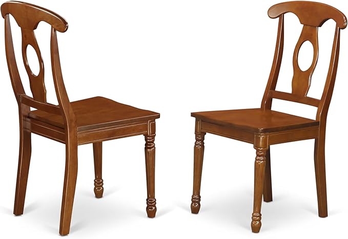 East West Furniture PSNA7-SBR-W 7 Piece Kitchen Table Set Consist of a Rectangle Dining Table with Butterfly Leaf and 6 Dining Chairs, 32x60 Inch, Saddle Brown