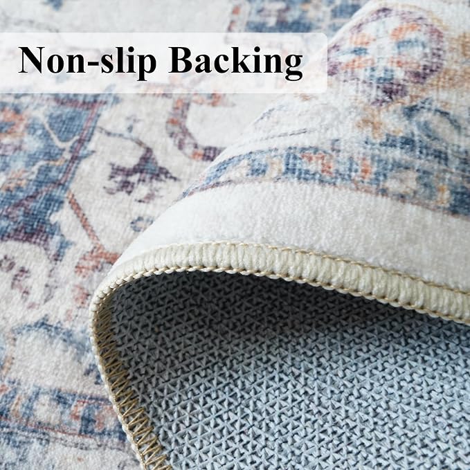 Washable 4x8 Hallway Area Rug: Vintage 8ft Water Resistant Soft Runner Rug - Image 5