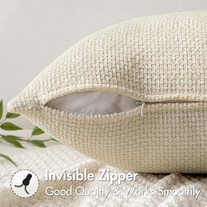 MIULEE Pack of 2 Lumbar Couch Throw Pillow Covers 20x12 Inch Neutral Cream - Image 6
