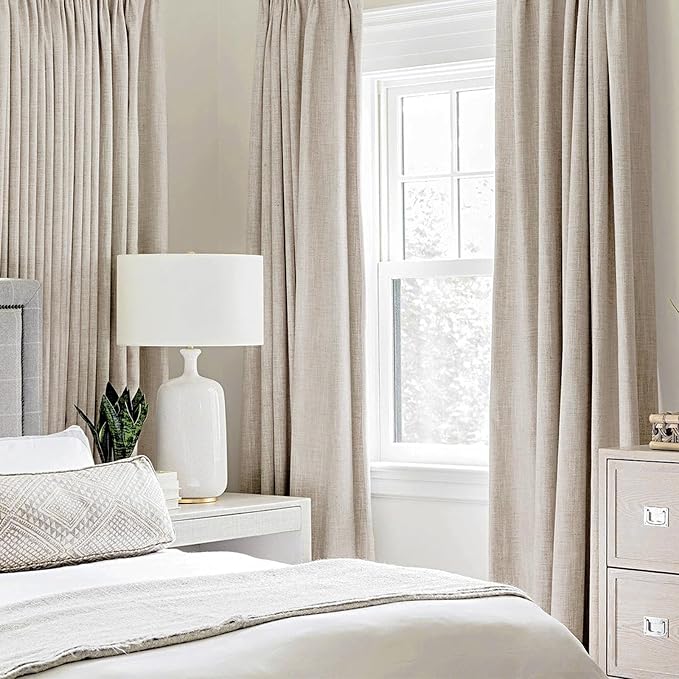 MIULEE Linen Textured Curtains Solid 100% Blackout - Image 2