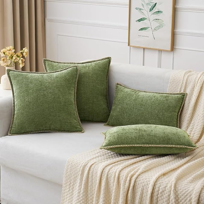MIULEE Pack of 2 Couch Throw Pillow Covers 20x20 Inch Sage Green Farmhouse - Image 5