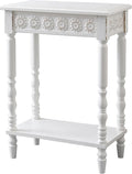 SOFE White Wood End Table, Modern Living Room Side Table, Sofa Couch Table Bedside Table, Narrow Nightstand for Bedroom, Suit for Small Space