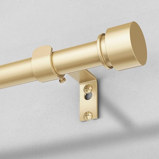 Modern Gold Curtain Rods for Windows 66 to 120 Inch, Decorative Drapery Rods by OLV