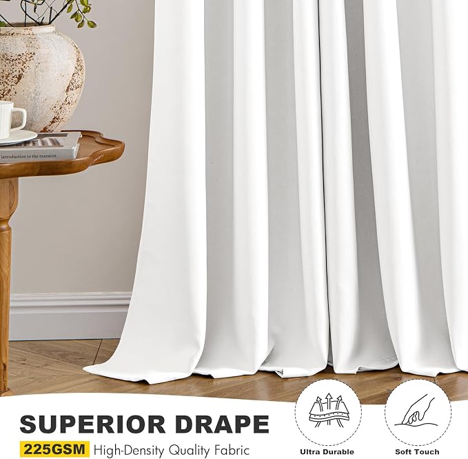 MIULEE Pure White Curtains for Bedroom Living Room 90 Inches Long 2 Panels - Image 5