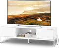 WLIVE Modern TV Stand for 65 Inch TV, Mid Century Entainment Center with Storage Cabinets, TV Console for Bedroom and Living Room, TV Cabinet with Metal Legs, White