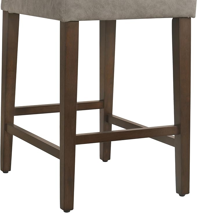 CHITA Counter Height Bar Stools Set of 2, 27" H Seat Height Upholstered Barstools, PU Leather in Stone Grey