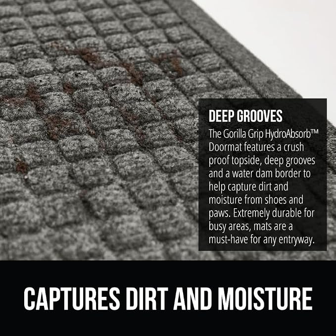 GORILLA GRIP® Ultra Absorbent Front Door Mat Outside Entrance, Traps Dirt and - Image 5