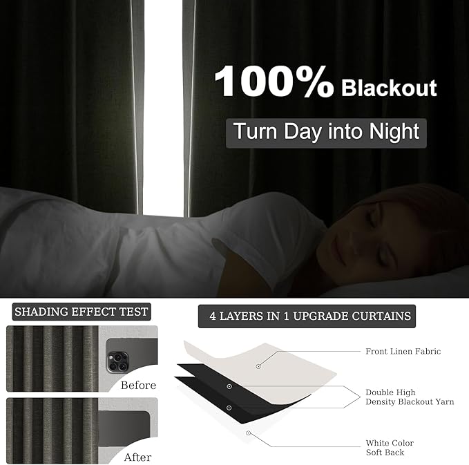 Topfinel 108 Inch Curtains 2 Panels Set Charcoal Grey Curtains 108 Inches Long - Image 5