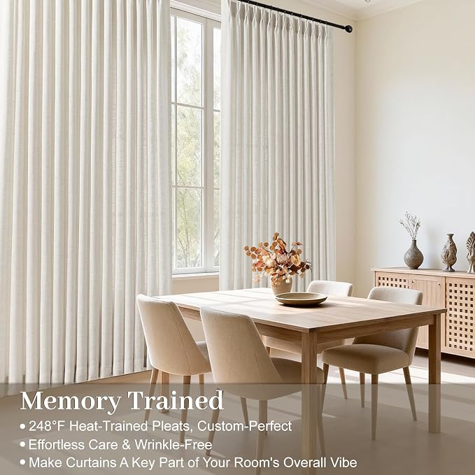 Pinch Pleated Linen Curtains 84 Inch Length 2 Panels Set, Light Filtering Linen - Image 4