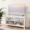 43 Inches TV Stand,Mid Century Modern Entertainment Center with 4 Open Shelves Farmhouse TV Media Console Table for Living Room,Bedroom,Television Stand up to 50 Inches(White)