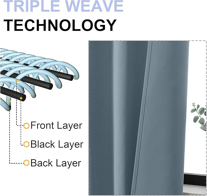 Simplebrand Ava Stone Blue Blackout Curtains - Image 5