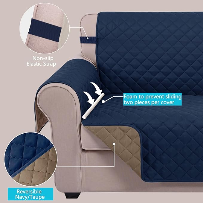 U-NICE HOME Reversible Oversized Chair Covers Quilted Water Repellent Pet - Image 3