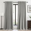 Frost Grey Blackout Linen Curtains 96 Inches Long 2 Panels by Topfinel