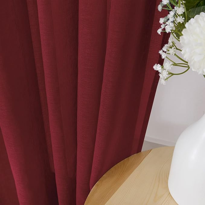 Tollpiz Sheer Curtains Linen Textured Bedroom Curtain Sheers Light Filtering - Image 3