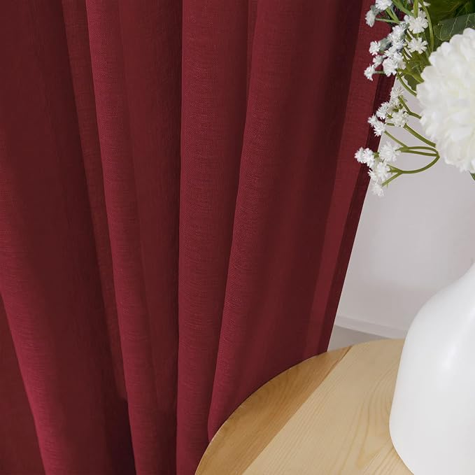 Tollpiz Short Sheer Curtains Living Room Linen Textured Curtain Sheers Light - Image 3