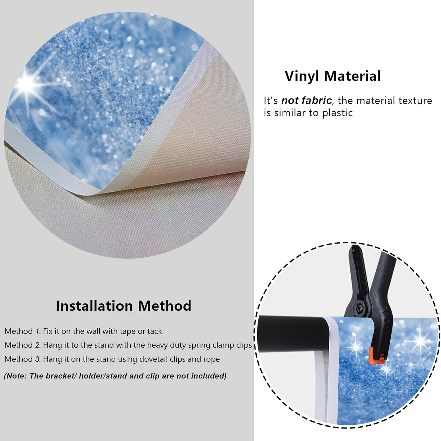 YongFoto Silver Blue Glitter Backdrop 8x6.5ft Silver Light Spots Blue Sequin Bokeh Photography Background Birthday Bridal Shower Wedding Photography Background Party Banner Portraits Photoshoot Props