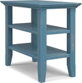 SIMPLIHOME Acadian 14-inch Wide Solid Wood Narrow End Table in Distressed Coastal Blue, Transitional-Style Side Table for Living Room, Bedroom, or Family Room with 2 Open Shelves