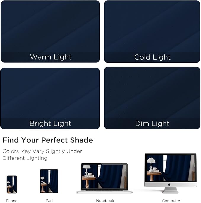 CUCRAF Navy Blue Blackout Curtains 84 inch Length 2 Panels Set, Rod Pocket Room - Image 4
