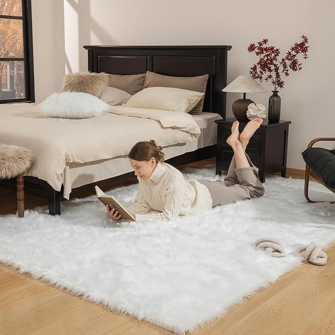 Ashler faux fur rug, Fluffy Shaggy Area Rug Ultra Soft 6 x 9 Feet Rectangle Fur - Image 2