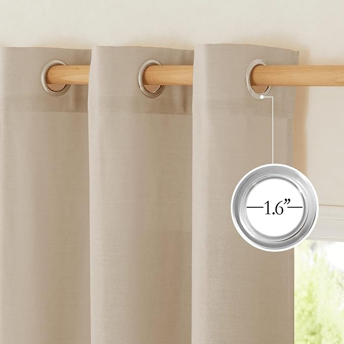 NICETOWN Taupe Linen Doorway Curtains 80 inches Long, Grommet Thick Linen Weave - Image 5