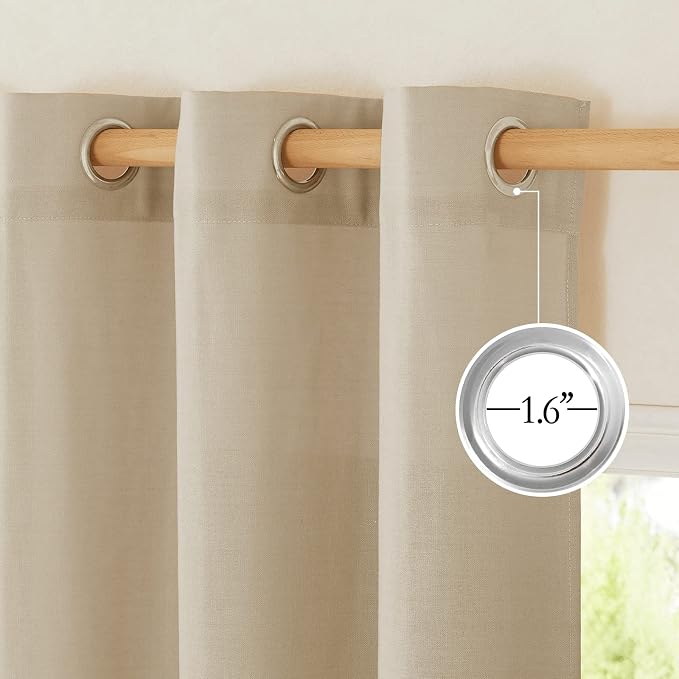 NICETOWN Thick Linen Blend Curtains Flax Textured - Image 4