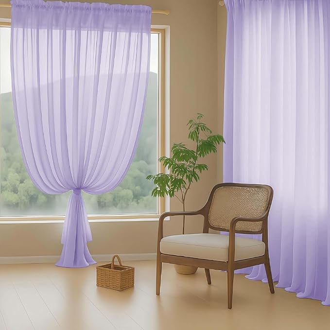 Sheer Curtains for Window 96 Inches Long 2 Panels, Soft Airy Light Filtering - Image 8